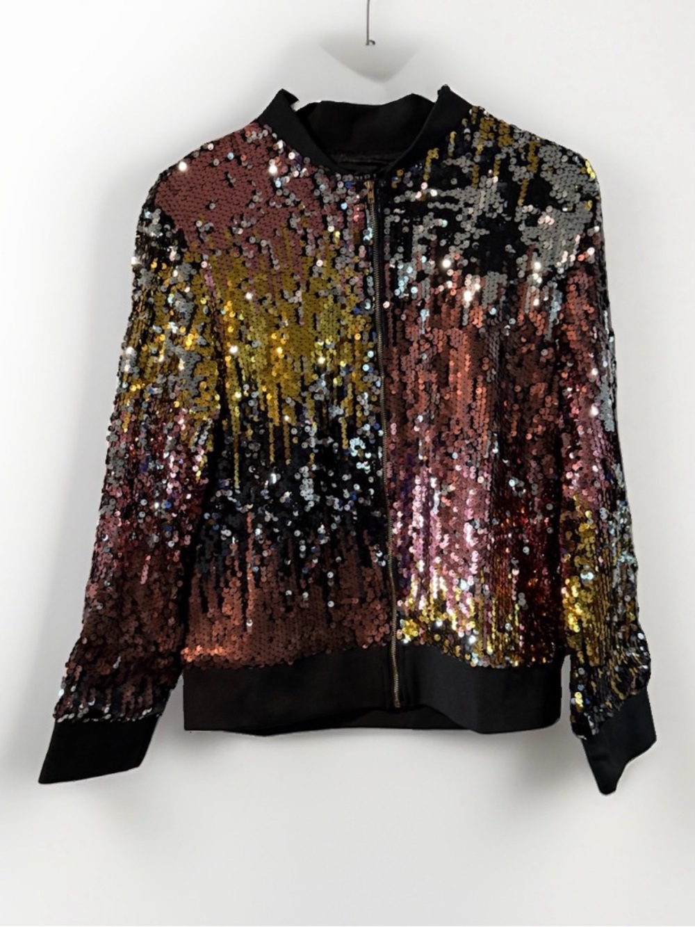 Sequin Bomber Jacket in Multicolor by Club L London